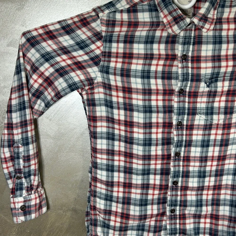 American Eagle Outfitters Men's XS Flannel Shirt Plaid Red White Blue Soft‎